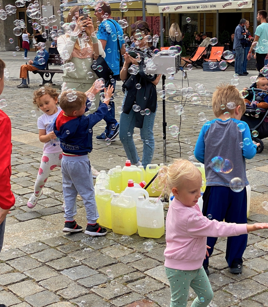 Kids with Bubbles in Wroclaw Rynek