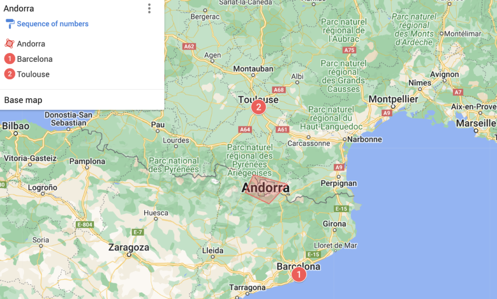 Andorra and Nearby Cities Map