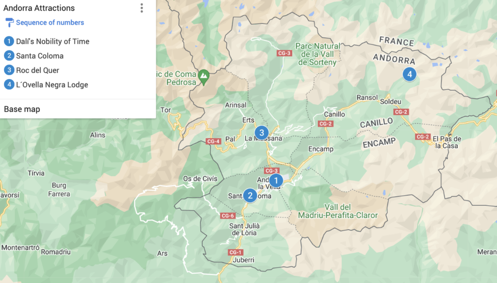 Andorra Map of Attractions