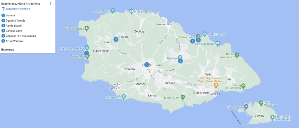 Gozo Island Attractions Map