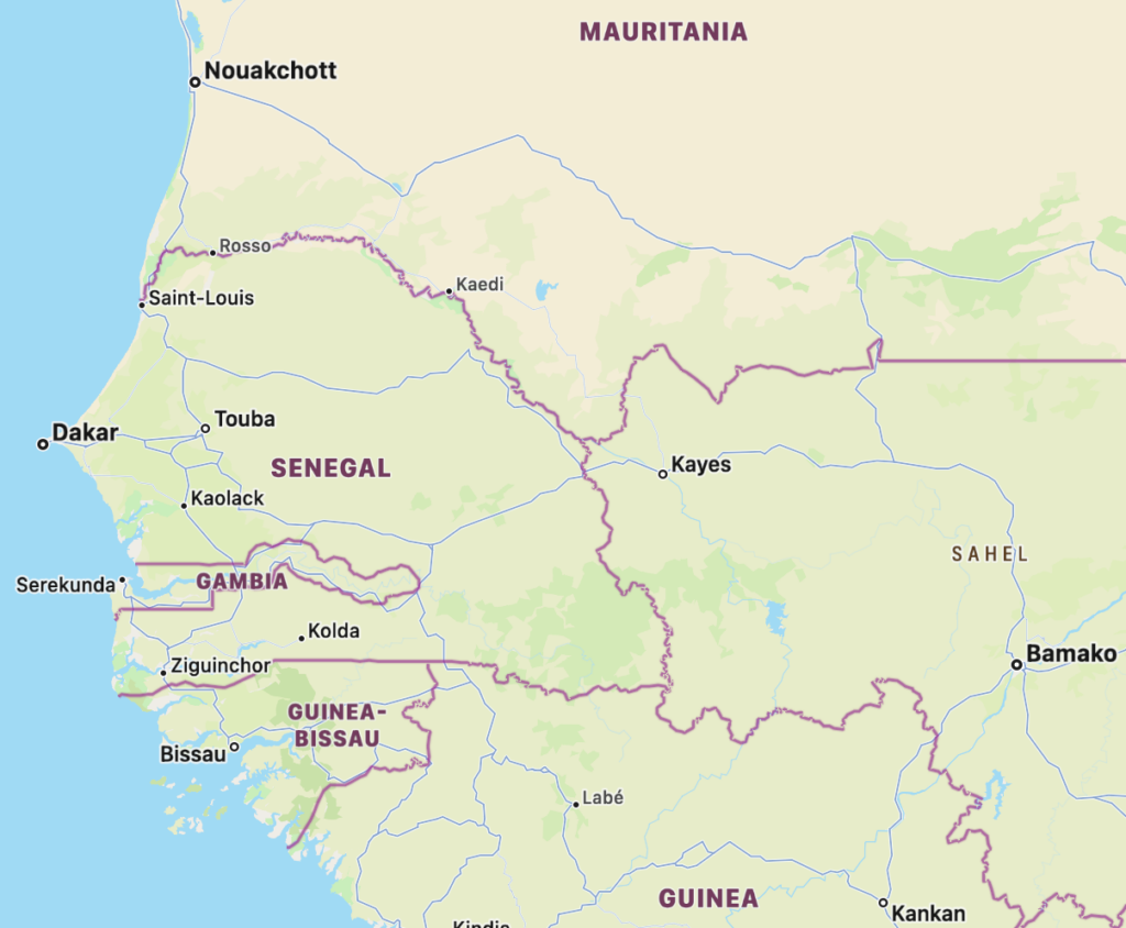 Map of Senegal and Neighbors