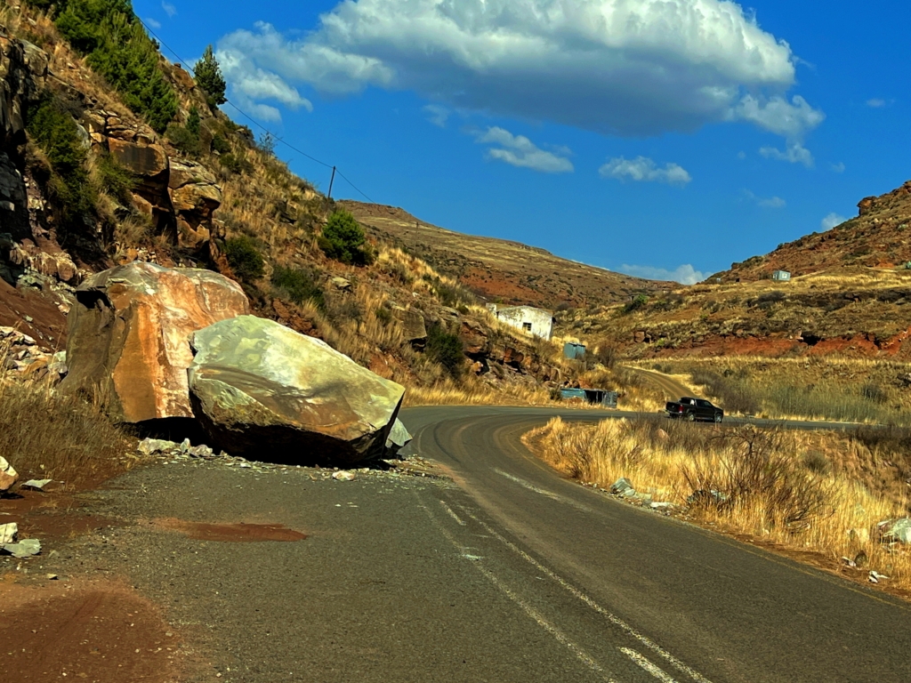 Boulder on Highway - Lesotho