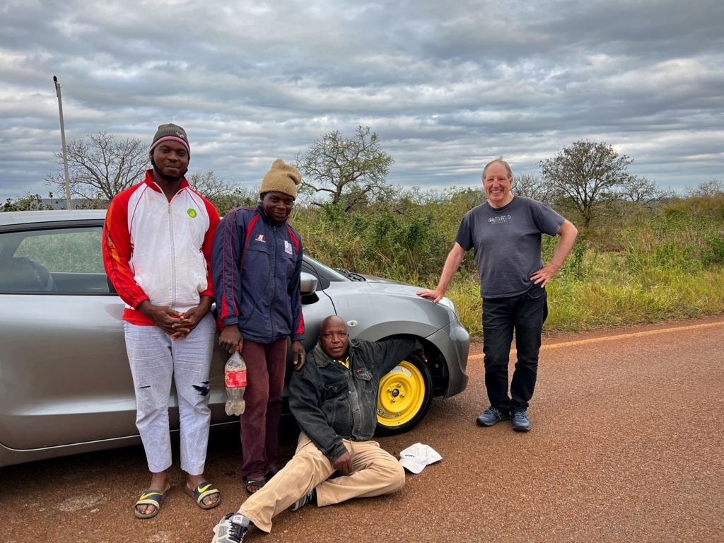 Changing a tire in Mozambique