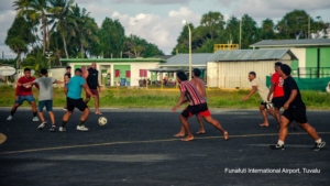Football on Tuvalu Airport Landing Strip
