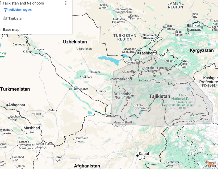 Tajikistan and Neighbors Map